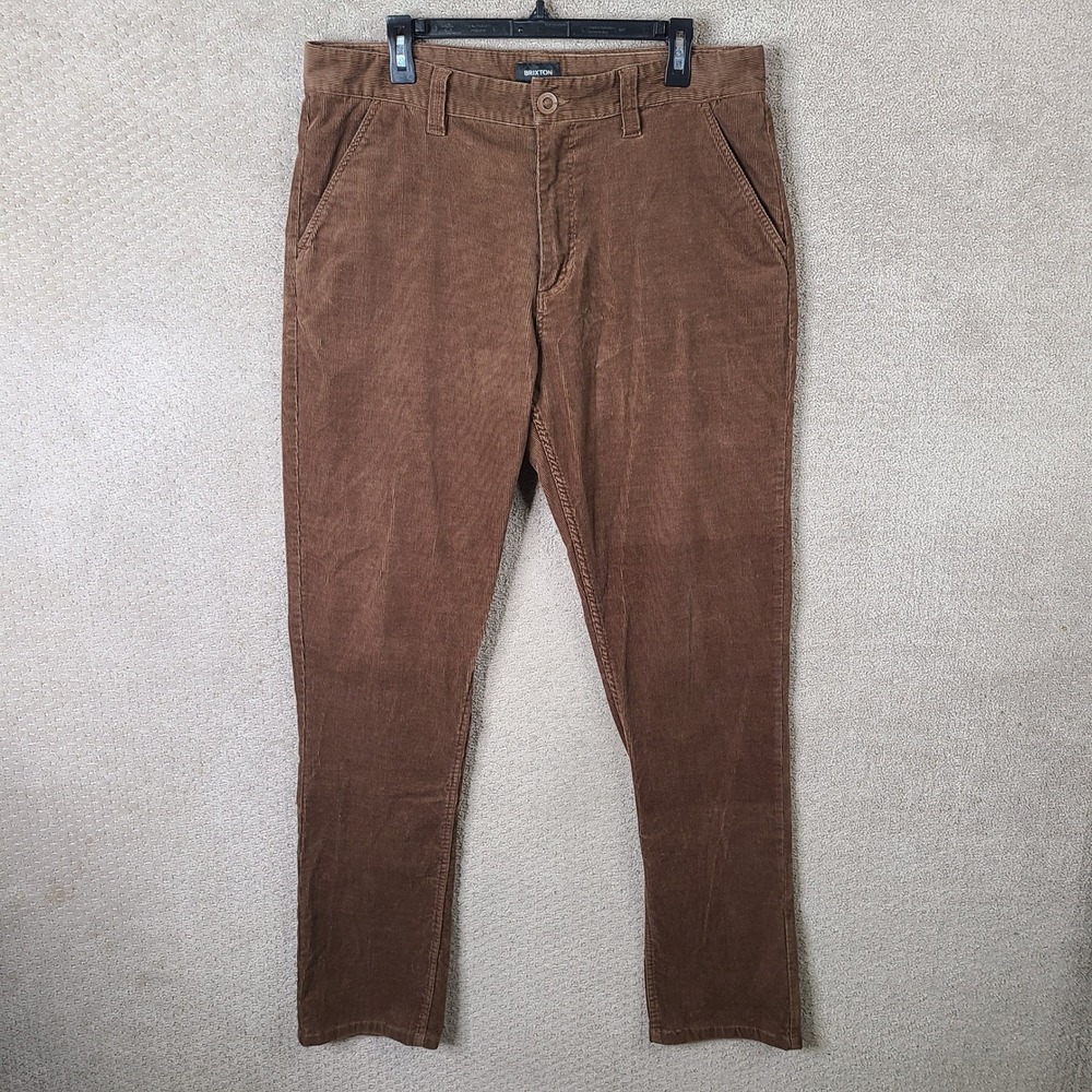 Brixton Pants Mens 36x34‎ Brown Corduroy Choice Regular Fit Bison Chino Stretch